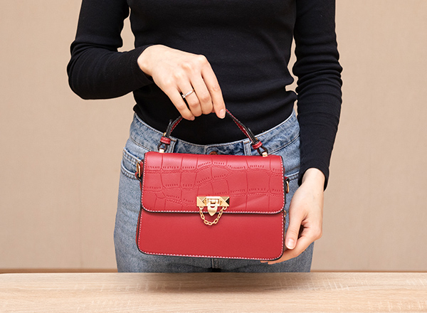 女性とカバンの写真